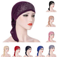2020 New Women Muslim Fashion Hijab Cancer Chemo Solid Color Rhinestone Turban Head Cover Hair Loss Scarf Wrap Pre-tied Bandanas 2024 - buy cheap