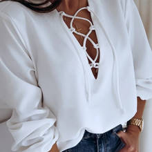 Женская блузка с глубоким v-образным вырезом MOARCHO, винтажная однотонная блузка с рукавами-фонариками, Новое поступление 2020 2024 - купить недорого
