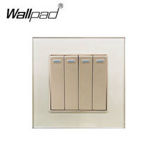 4 Gang 2 Way Switch Wallpad Crystal Glass Panel 4 Push Button Cross Light Switch On / Off Wall Lamp Switch 16A 2024 - buy cheap