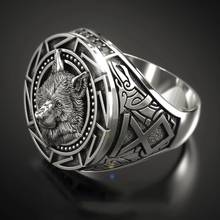 New Vintage Viking Warrior Wolf Head Men's Ring Steampunk Celtic Wolf Totem Club Gift Carved Animal Ring 2024 - buy cheap