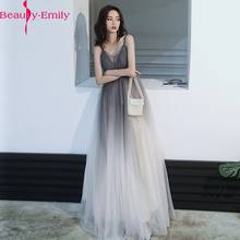 Beauty Emily Fashion Gradient Color Evening Dress Charming Spaghetti Strap V Neck Sleevelss Formal Dress Vestidos Real Photo 2024 - buy cheap