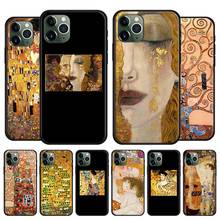 Мягкий чехол Gustav Klimt the kiss для iPhone 12 Mini 11 12 Pro MAX XR 7 8 X XS MAX 6 6s Plus 5 дюймов, мягкий черный Чехол 2024 - купить недорого