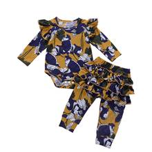 Newborn Baby Girls Clothes Set Infant Floral Long Ruffles Fly Sleeve o-neck Bodysuit +Flower Print Long Pants 2020 Autumn Outfit 2024 - buy cheap