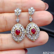 KJJEAXCMY-pendientes de plata de ley 925 con incrustaciones de rubí natural, joyería fina con gemas, estilo OL 2024 - compra barato