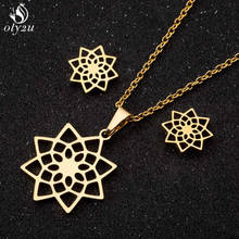 Oly2u Vintage Stainless Steel Mandala Lotus Flower Pendant Necklace for Women Fashion Amulet Religious Unisex Jewelry Gift 2024 - buy cheap