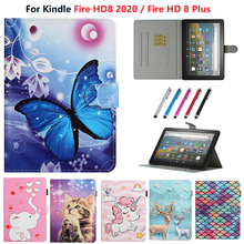Кожаный чехол для Fire HD8 2020 чехол для Kindle Fire HD 8 чехол 2020 / Hd8 Plus чехол бабочка Алмазный чехол 2024 - купить недорого