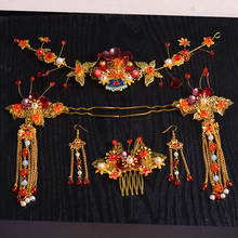 Tocado nupcial de boda chino, tocado de novia, corona de dragón y Fénix, adornos para el pelo 2024 - compra barato
