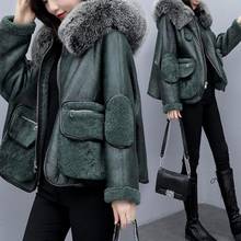 Faux Fur Coat Green Winter Jackets High Quality  Faux lamb Wool Coat Long Sleeve Hooded Zipper Short Fur Coat Women Outwear 2024 - buy cheap