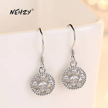 NEHZY S925 Stamp earrings jewelry high quality new retro simple hollow round super flash Zircon earrings hot sale 2024 - buy cheap