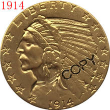 24-K gold plated 1914 $5 GOLD Indian Half Eagle Coin Copy 2024 - buy cheap