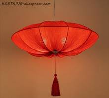 Colorful Fabric Lotus Shade Pendant Light Fixture Chinese Classic Art Hanging Ceiling Lamp Lantern Restaurant Dining Table Room 2024 - buy cheap