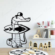 Funny Crocodile Surfboarding Surf Wall Decals Cartoon Home Decor Kids Room Nursery Sticker Removable Self-adhesive Murals 4186 2024 - buy cheap