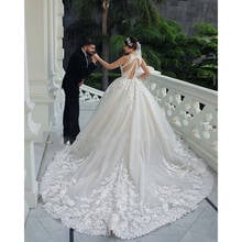 Muslim Halter Wedding Dresses Luxury Applique Lace A-line Bridal Dress Formal Gown Court Train Plus Size Vestidos de Noiva 2020 2024 - buy cheap