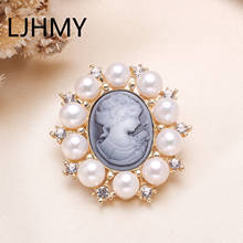 Broche vintage de strass feminino, broche com pino e broches em branco água doce natural, presente de natal para mulheres 2024 - compre barato