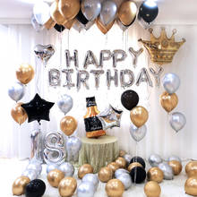 12 "metal látex ouro prata balão 18 30 40 50 60 70 ano número feliz aniversário festa decoração adulto folha balão presente 2024 - compre barato