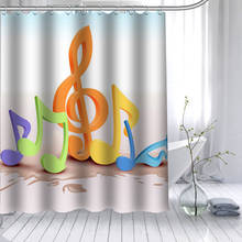 Cortinas de baño personalizadas para el hogar, visillo de ducha impermeable con estampado creativo de notas musicales, tela de poliéster con 12 ganchos 2024 - compra barato