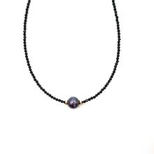 LiiJi Unique Choker Necklace Real Black Spinel Faceted Beads Tahitian Black Shell Pearl 925 Sterling Silver Gold Color Gift 2024 - buy cheap