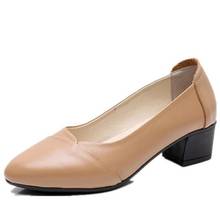 Sapatos de salto alto feminino, calçado casual de couro legítimo confortável, respirável, primavera 2020 2024 - compre barato