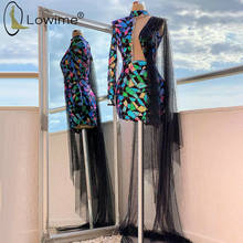 Dubái-Vestidos de Fiesta de lentejuelas de cuello alto, manga larga única, vestido de cóctel corto, Arabia Saudita 2024 - compra barato