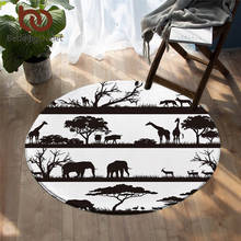 BeddingOutlet-alfombrilla decorativa de elefante para sala de estar, alfombra de área redonda antideslizante de animales africanos, jirafa, ciervo, árboles 2024 - compra barato