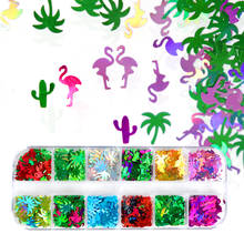 Flamingo Holographic Glitter Nail Sequins Palm Tree Cactus Summer Nail Art Decorations UV Gel Polish Manicure Design Accessories 2024 - buy cheap