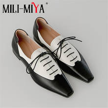 MILI-MIYA New Arrival Mixed Color Women Cow Leather Pumps Lace Up Square Toe Increased Internal Office Career Shoes Handmade 2024 - buy cheap