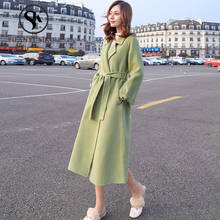 Женское длинное шерстяное пальто высокого качества, плотное теплое пальто, модное элегантное тонкое шерстяное пальто, зимнее пальто, женское Свободное пальто больших размеров 2024 - купить недорого