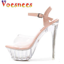 Voesnees 14 cm Heel Women Shoes Sexy Thin Heel Transparent Super High Heels Women Sandals Manufacturers Supply Summer Slippers 2024 - buy cheap