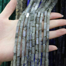 Piedra Natural Rectangular dispersa cuentas de ágatas Flash labradorita cadena cuentas para la fabricación de joyas DIY collar pulsera 4x13mm 2024 - compra barato