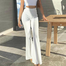 Sexy High Waist Hollow Flare Pants Women Trousers Solid Color Slim Bottoms Elegant Fashion Lady Bell-Bottoms Pants Chic 2024 - buy cheap
