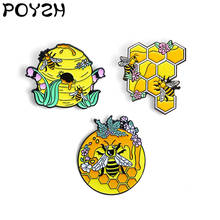 Honeybee honeycomb Enamel Pin Novelty Creative insect Bee's home flower Brooches Lapel Pin Bags and clothes Fun Badge 2024 - buy cheap