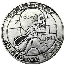 FK(04) Hobo 1961 Franklin Silver Half Dollar skull zombie skeleton hand carved Copy Coins 2024 - buy cheap