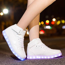 Классическая светодиодная обувь для детей и взрослых, USB chargering, светильник, кроссовки для мальчиков, девочек, мужчин, женщин, светящиеся модные вечерние туфли 2024 - купить недорого