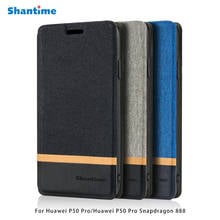 Funda de teléfono de cuero PU de lona para Huawei P50 Pro, funda con tapa para Huawei P50 Pro, Snapdragon 888, funda trasera de silicona suave 2024 - compra barato