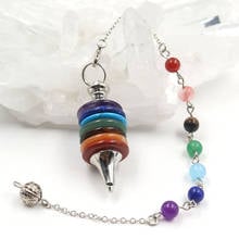 FYSL Silver Plated Layer Colorful Rainbow Stone Wheel of Life Pendant Pendulum for Dowsing Jewelry 2024 - buy cheap