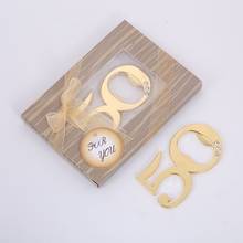 (25 Pieces/lot) Event and Party Anniversary gift 50th Design Gold bottle opener for bridal shower favors and Wedding decorations 2024 - buy cheap