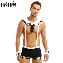 iiniim 3Pcs Mens Sailor Cosplay Sexy Costume for Mens Night Underwear Set Elastic Suspenders Boxer Briefs with Collar and Cuffs 2024 - buy cheap