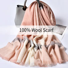 Plaid Scarf 100% Pure Wool Scarves Women 2021 Luxury Winter Shawls and Wraps Female Large Wool Warm Pashmina Echarpe Women Wraps 2024 - buy cheap