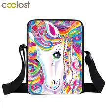 Fantasy Animal Colorful Unicorn Messenger Bag Girls Bookbag Boys School Bags Kids Handbag Book Bag Small Satchel Shoulder Bags 2024 - buy cheap