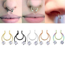 TIANCIFBYJS Stainless Steel Fake Nose Rings 20G Faux Helix Piercing Body Jewelry Septum Tragus Lip Ring Cartilage Earring 1/5pcs 2024 - buy cheap