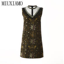 MIUXIMAO-vestido de fiesta de lujo para mujer, vestido de flores y diamantes, ajustado, de gasa negra colorida para oficina, 2020 2024 - compra barato