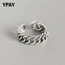 YPAY Real 925 Sterling Silver Adjustable Ring for Women Korean Vintage Hipster Multi-layers Woven HeavyTank Chain Rings YMR831 2024 - buy cheap