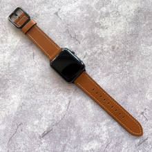 Ремешок с квадратной пряжкой для Apple Watch 38 мм 40 мм 42 мм 44 мм браслет из натуральной кожи Apple iWatch Series 1 2 3 4 5 6 SE 2024 - купить недорого