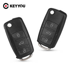 KEYYOU-carcasa para llave de coche, accesorio plegable con 3 botones, para Vw Jetta Golf Passat Beetle Skoda Seat Polo B5, repuesto, 10 unidades 2024 - compra barato