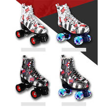 Quad Skates Flag Printing PU Leather Double Row Roller Skates Adult Two Line Roller Skates Patins Shoes 2024 - buy cheap