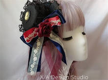 Gothic Lolita hairpin lace black top hat bow headdress  hairpin lolita KC accessories B784 2024 - buy cheap