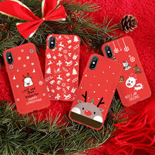 Новогодний чехол для iPhone X, XR, XS, MAX, 11 Pro, Max, олень, снеговик, расписанный Рождественский чехол для iPhone 11, 8, 7, 6, 6S Plus, задняя крышка из ТПУ 2024 - купить недорого