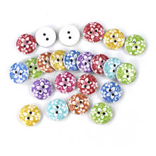 50PCS 15MM Mixed Bauhinia Painted Round Wooden Buttons for Crafts Clothing Sewing Accessories Wood Buttons Scrapbooking DIY 2024 - buy cheap