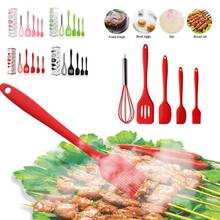 Juego de utensilios de cocina de silicona, set de 5 unids/set, Rosa/rojo/verde, batidor de huevos, espátula, cepillo de aceite, utensilios de cocina con caja 2024 - compra barato