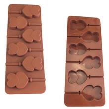 Double Heart Silicone Mold Creative 6-Cavities Lollipop Fondant Mold Chocolate Cake Mold for DIY Baking Cake Decorating Tools 2024 - buy cheap